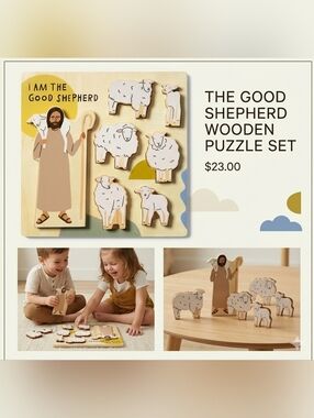 NEW Be A Heart "The Good Shepherd" Chunky Wooden Puzzle - 7 Piece Set Faith